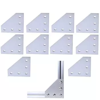 10 шт./лот 3D-принтер алюминиевый L-образный 5 отверстий 60x60x4 мм соединительная пластина для 2020 v-образный/L-образный алюминиевый профиль 10pcs