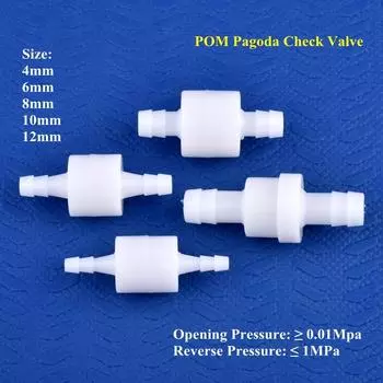 10 шт./лот 4~12 мм POM обратный клапан для аквариума, водопроводная труба, односторонний клапан, адаптер для водяного воздушного насоса, соединение шланга для полива и орошения, обратный клапан 4x4mm (10 Pieces)
