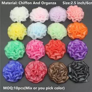 10 шт./лот 9 см шикарный большой пышный тканевый цветок для принцессы, повязки на голову для девочек, цветы для волос для новорожденных, обувь, сумка, одежда, украшение