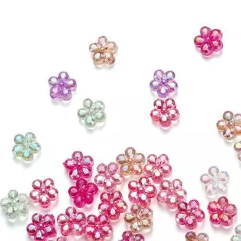 10 шт./лот акриловые разноцветные бусины в форме цветка в виде сердца для DIY серьги, ожерелье, фурнитура для изготовления ювелирных изделий, аксессуары