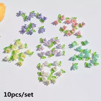 10 шт./лот акриловый жемчужный колокольчик орхидеи кулон для DIY серьги ожерелье аксессуары для изготовления ювелирных изделий элегантные подвески с растениями и цветами