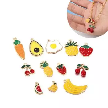 10 шт./лот, эмалированные подвески, милые золотые подвески с фруктами, маленькие подвески в виде яиц для DIY, серьги, ожерелье, браслет, изготовление ювелирных изделий, поделки