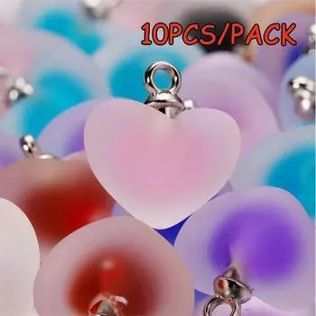 10 шт./лот, браслет, серьги, ожерелье, кулон, матовое разноцветное сердце, подвески для DIY, принадлежности для изготовления ювелирных изделий 10Pcs/Pack розовый