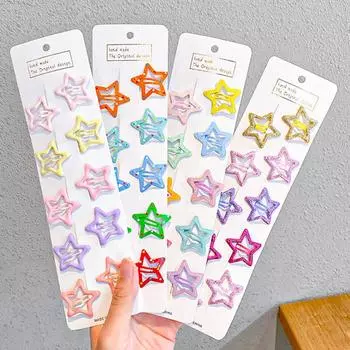 10 шт./лот цветные звездные заколки для волос детские цветные пятиконечные звездные боковые заколки модные металлические BB заколки для девочек аксессуары для волос Style 1