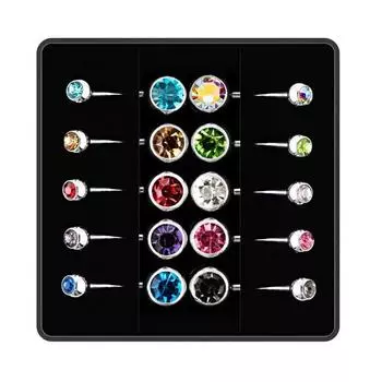 10 шт./лот двойной кристалл пупка кольца хирургическая сталь пупок кольца уха 5/8 мм CZ пирсинг Ombligo Nombril Oreja украшения для тела серебряный