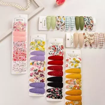 10 шт./лот ins 6 см с цветочным принтом, хлопковый сплав, бант для волос, набор заколок, тканевые заколки в клетку, заколки для волос, головные уборы для девочек и детей