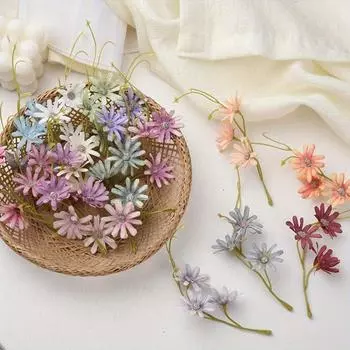 10 шт./лот, искусственные цветы с тремя маленькими ромашками для свадебного украшения, цветочная композиция «сделай сам», украшение для дома в отеле и искусственные цветы 10PCS зелёный