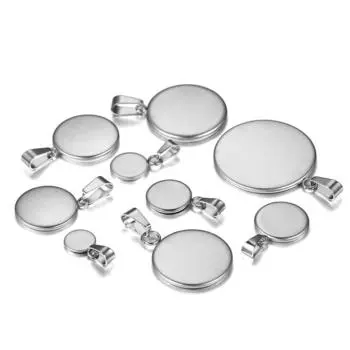 10 шт./лот, кабошон из нержавеющей стали 6-25 мм, круглый поднос, заготовка с застежками, подвеска, базовая установка для DIY, принадлежности для изготовления ювелирных изделий 6mm