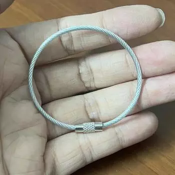 10 шт./лот Кольцо для ключей из троса из нержавеющей стали Кольцо для ключей из троса Автомобильное тросовое кольцо для ключей с винтовым замком для пеших прогулок на открытом воздухе 10pcs