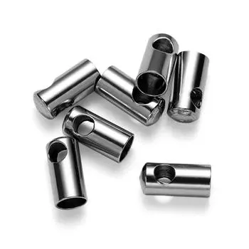 10 шт./лот, кожаный шнур из нержавеющей стали, застежка, золотой обжимной наконечник, концевые колпачки, разъемы для DIY, ожерелье, браслет, принадлежности для изготовления ювелирных изделий 0.9 x 7.2mm