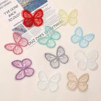 10 шт./лот кружевная сетка бабочка вышитая нашивка цветная органза вышитые нашивки для одежды ремесла декор ткань аксессуары