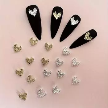 10 шт./лот Металлические сердечки Любовь Украшения для ногтей Украшения для ногтей Аксессуары Подвески DIY Принадлежности для дизайна ногтей золотой