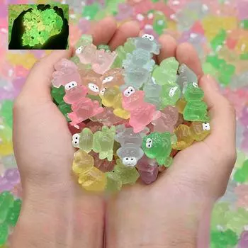 10 шт./лот Миниатюрные светящиеся лягушки, животные, мини-фигурки, светящиеся в темноте, украшение для сада фей, мох, террариум, микроландшафт 2x2.5cm разноцветный