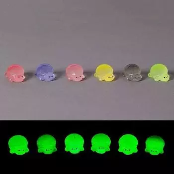 10 шт./лот Миниатюрные светящиеся разноцветные черепахи Миниатюрные фигурки Светящиеся в темноте Сказочные украшения для сада Мох Террариум Микропейзаж 1.5x2.5cm разноцветный