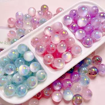 10 шт./лот модные 16 мм блестящие AB цвета круглые акриловые шарики жевательной резинки для браслета ожерелья серег розовый