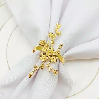 10 шт./лот, новое кольцо для салфеток в виде цветка сливы, металлическая пряжка для салфеток, подставка для колец для салфеток в ресторане, украшение для стола на свадьбу золотой