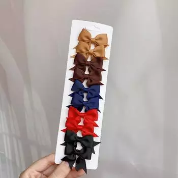 10 шт./лот Однотонная лента Детские бантики Заколки для волос для маленьких девочек Ручной работы Бантик Заколка для волос Мини Заколки Детские аксессуары для волос