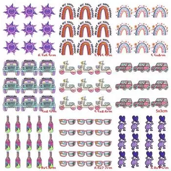 10 шт./лот оптовая продажа мультфильм автомобиль нашивка утюгом нашивки на одежду радуга фиолетовый вышитые нашивки для одежды аппликация декор