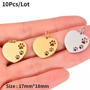 10 шт./лот, подвески в виде полых лап в форме сердца из нержавеющей стали, зеркальная полировка, подвески в форме сердца, подвеска в форме лапы для изготовления ювелирных изделий 10pcs слоновая кость