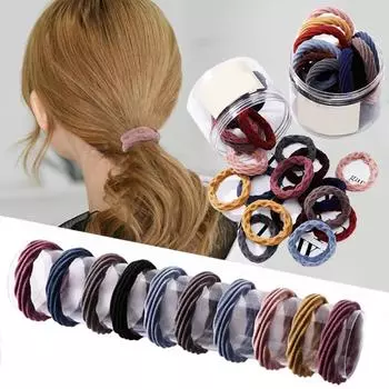 10 шт./лот, простые базовые эластичные ленты для волос для женщин и девочек, держатель для хвоста, резинка Wave section разноцветный