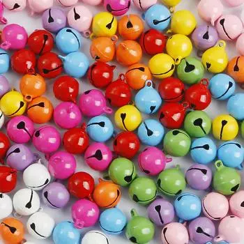 10 шт./лот, разноцветные железные металлические бусины, колокольчики, рождественские украшения, подвески, материал, поделки, рождественские колокольчики фиолетовый