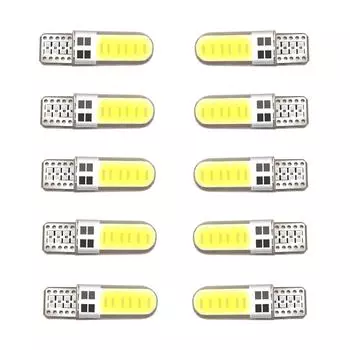 10 шт./лот силиконовый гель COB светодиодный автомобильный фонарь 12 В T10 W5W клиновидная боковая парковочная лампа для чтения сигнальная лампа габаритный дверной фонарь 12 SMD chi 6500K