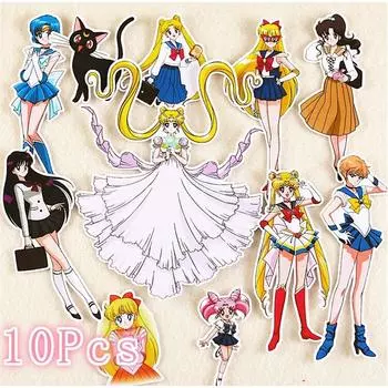 10 шт. / Лот, симпатичная мультяшная девушка, девушка, солдат, справочник, самодельная, прекрасная сумка с наклейкой, мультяшный багаж