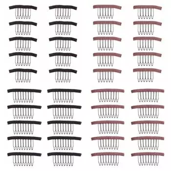10 шт./лот тканевые зажимы для парика, зажимы для наращивания волос из нержавеющей стали, расчески для париков, шапочки для париков Brown-6Theeth
