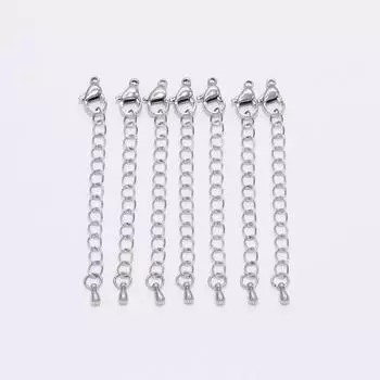 10 шт./лот, удлиненная удлинительная цепочка из нержавеющей стали, застежки-омары, разъем для изготовления ювелирных изделий, браслет «сделай сам», ожерелье 5cm