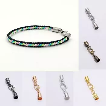 10 шт./лот, удлинитель цепи, застежки-омары, крючки, кожаный шнур, браслет, круглые концы шнура, заглушки 3mm серебряный