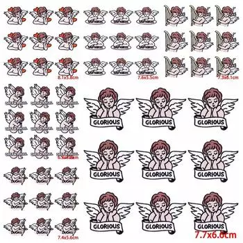 10 шт./лот вышитые нашивки с изображением ангела, термоклеящиеся нашивки для одежды, термоклеящиеся нашивки для шитья одежды, термоклеевые наклейки