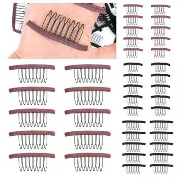 10 шт./лот заколки для париков из нержавеющей стали 6/8 зубцов для наращивания волос расчески для париков Brown-6Theeth