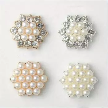 10 шт./лот золотой/серебряный шестигранный сплав жемчуг стразы украшения украшения пуговицы бант для волос DIY украшения аксессуары