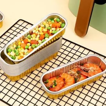 10 шт., лоток из фольги, не липкий, одноразовый, алюминиевая фольга, кухонная маслостойкая жестяная коробка, инструменты для барбекю, аксессуары для выпечки в духовке для вечеринки 10 pcs