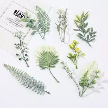 10 шт. ложные зеленые растения бонсай украшения искусственные зеленые листья растения 10pcs