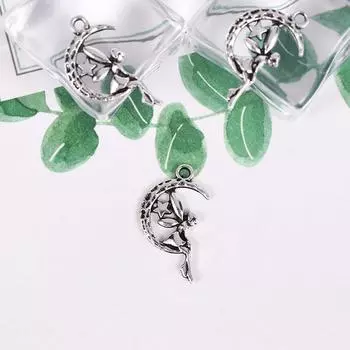 10 шт. луна звезды фея ангел ожерелье DIY браслет ювелирные изделия изготовление амулетов аксессуары серебряный