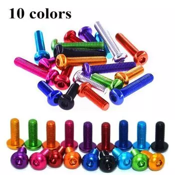 10 шт. M3 * 5/6/8/10/12/14/16 красочные алюминиевый сплав 7075 шестигранная кнопка с шестигранной головкой болты с круглой головкой M3x8mm-Silver