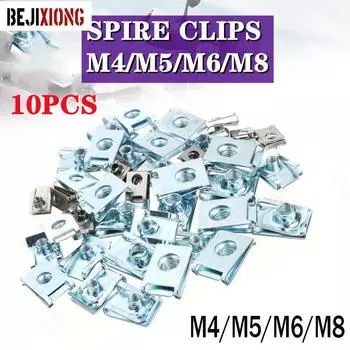 10 шт. M4/M5/M6/M8 автомобильные гайки, крепежные скобы, наборы из нержавеющей стали 304, U-образный зажим, гайка для дымохода для мотоцикла