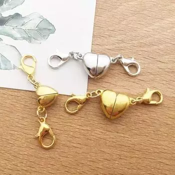 10 шт. Магнитная пряжка в форме сердца из сплава, магнитные застежки, ожерелья, удлинитель браслета, ювелирные аксессуары 10 pcs золотистый