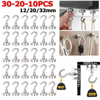 10 шт. Магнитная вешалка настенная сверхпрочная круизная вешалка многоцелевые крючки для хранения для холодильника другие магнитные поверхности 10Pcs