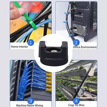 10 шт. Магнитные крепления для кабельных стяжек-хомутов, Магниты, Кабельные стяжки-хомуты, Многоцелевой магнитный держатель для кабелей для организации кабелей