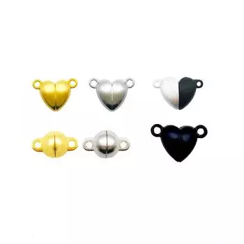 10 шт. Магнитные круглые бусины в форме сердца с надписью «Любовь», женские ювелирные изделия, аксессуары, браслеты, ожерелья, подарки ручной работы Black Round