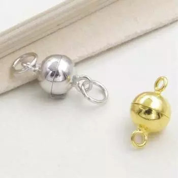10 шт. магнитные застежки-омары с пряжкой и крючком круглый шар Diy ювелирные изделия фурнитура 6mm серебряный