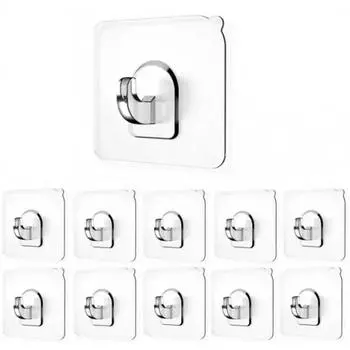 10 шт. Маленькие настенные крючки, водонепроницаемые самоклеящиеся крючки для полотенец, прозрачные крючки, вешалка для ключей, ванной, душа, кухни, офиса, окна