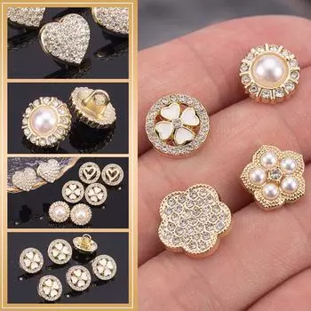 10 шт., маленькие пуговицы 10-13 мм, женские декоративные пуговицы для блузки, блестящие тонкие пуговицы со стразами и металлическим хвостовиком