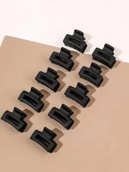 10 шт. Маленькие заколки для волос для женщин, матовое резиновое покрытие, прямоугольные и в форме цветка заколки-крабы для женщин с тонкими короткими волосами. All yards