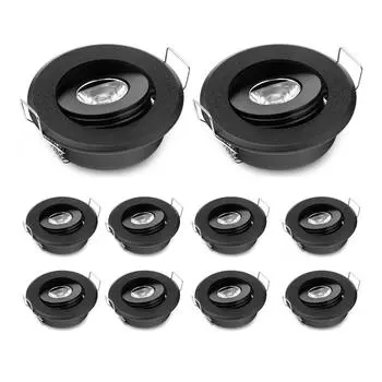 10 шт. Маленький точечный светильник 3 Вт Мини светодиодный точечный светильник 12 В 41 мм Встраиваемый потолочный светильник IP65 Освещение витрины 6000K&AC80-260V чёрный