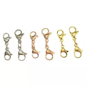 10 шт., маленький удлинитель браслета, ожерелье, укорачивающая застежка, удлинитель браслета, двойная застежка-лобстер, удлинитель серебряный