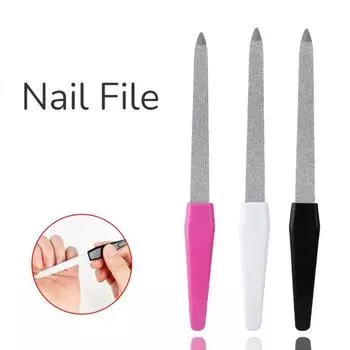 10 шт., маникюрные пилочки для ногтей с пластиковой ручкой, двухсторонние инструменты для дизайна ногтей, металлическая пилочка для ногтей унисекс
