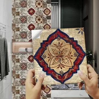 10 шт., марокканская плитка, украшения, плитка, наклейка для кухни, фартук, шкаф, линия талии, ванная, пилинг и палка, водонепроницаемые наклейки на стену 10cmX10cmX10pcs